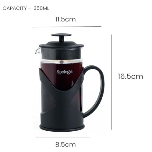 Image of Sipologie Classic French Press Coffee Maker with 4-Level Filtration - Customized, 350 ml