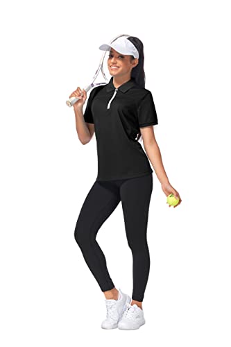 Igeekwell Golf Shirts Women Golf Polo Neck Collar With Zip Up Polo Short Sleeves Moisture Wicking Tennis Polo Shirts For Women Golf Clothes Golf Tees B-Black Xxl #TOP5