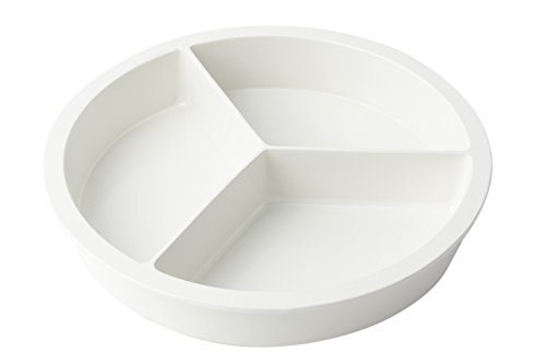 Bon Chef 5093 Aluminum Round 3 Compartment Food Pan, 4-Quarts Capacity, 15