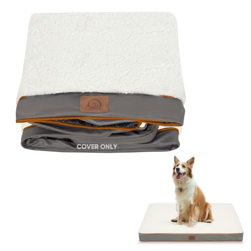 Washable-Extra-Large-Dog-Bed-Covers-Soft-Plush-Replacement-Waterproof-Dog-Bed-Liner-Pet-Bed-Cover-with-zipper-41x27x3-Inches-Light-Grey-Cover-Only - Cucciolini Doodles   Washable-Extra-Large-Dog-Bed-Covers-Soft-Plush-Replacement-Waterproof-Dog-Bed-Liner-Pet-Bed-Cover-with-zipper-41x27x3-Inches-Light-Grey-Cover-Only