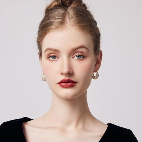 Pearl Chunky Gold Hoop Earrings for Women Trendy Stack Small Pearl Hoop Earrings2