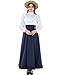 FCCAM Victorian Dress for Women 2-Pieces 1800s Edwardian Dress Ball Gown Renaissance Costume Navy Blue XL