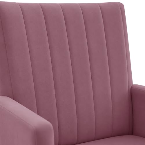 Image of Rosebell Modern Accent Chair for Living Room | Single Seater Chair with Armrests & Metal Legs | Comfortable Lounge Chair for Bedroom, Reading & Office | Rose Pink