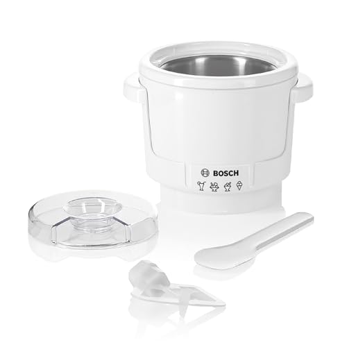 Bosch Eisbereiter MUZ5EB2, 550ml, selbstgemachtes Eis, Sorbet und Frozen Yoghurt, weiß, passend für Küchenmaschine Serie 4