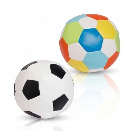 alldoro 60305 Softball Ø 10 cm, 1 Fußball 1 Ball, Softfußball aus Schaumstoff, Kinderball für Drinnen und Draußen, Spielball für Kinder und Babys ab 0 Monaten, 2er Set Schwarz/Weiß + Bunt