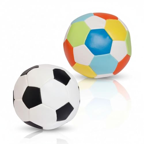 alldoro 60305 Softball - Ballon de Football Mou, 2 pcs, pour Enfants à partir de 0 Mois, 10 cm, Multicolore, Blanc-Noir
