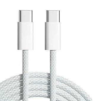 Image of Original Type C to Type C Fast Charging Cable with Data Cable Nylon Braided Cord Compatible with i-Phone 15 15 Plus 15 Pro 15 Pro Max & Galaxy S23 S22 S21 S20, iPad, MacBook,One Plus (VIP-144)