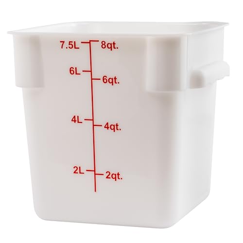 Winco Square Storage Container, 8-Quart, White