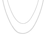 Nimbus Astelier Juego de 2 collares de cadena de plata S925 de 3 piezas, delicado collar de cruz de caja de serpiente de 16 pulgadas, 18 pulgadas, 20 pulgadas, para mujeres y hombres, 16'' 18'' 20