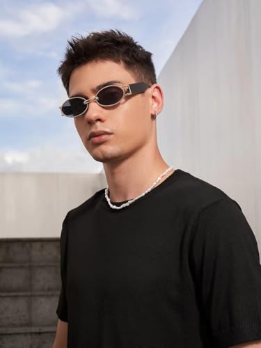 Image of Bold Retro Oval Sunglasses For Men Women UV400 Protection Designer Goggles with Vintage Bold Alloy Frame Stylish Branded Full Rim Shades