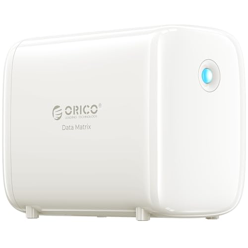 ORICO DM102 Disco duro externo, SSD M.2 Nvme de 1 TB y 4 TB SATA HDD de 3,5 pulgadas, 2 puertos USB 3.0, 1 USB-C, Ethernet, 5 TB