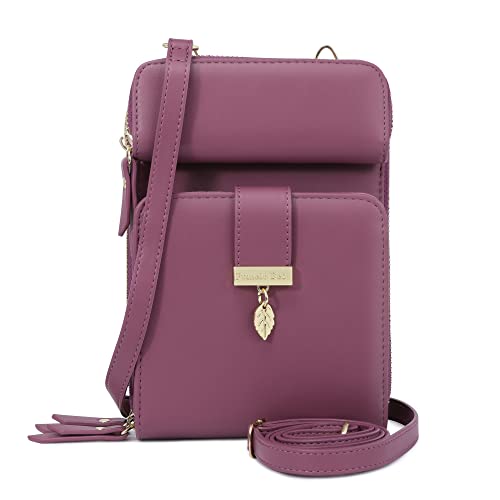 Pomelo Best Handytasche zum Umhängen Damen Umhängetasche Handy mit RFID-Blockierfunktion und Abnehmbarem Schultergurt, Kann die Meisten Mobiltelefone Aufnehmen (Violett) Cover