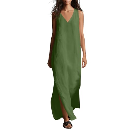 Robe d'été longue fluide col en V sans manches et cache-maillot