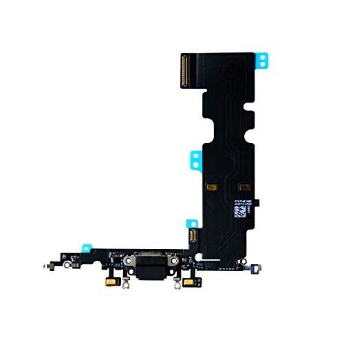 KAKUSIGA Compatible with iPhone 8 Plus Charging Port Dock Connector Flex Cable + Microphone + Headphone Audio Jack Replacement Part(8 Puls Black)