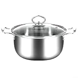 Olla de acero inoxidable con tapa transparente para sopa de leche, gachas de avena, fideos, salsa de cocina, salsa de mantequilla, salsa y chocolate