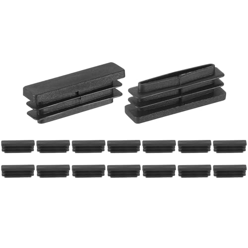 Image of uxcell 16 Pcs Rectangle Tubing End Caps 1 5 /8 x 3 /8 Inch Plastic Hole Plugs Insert End Cap for Metal Tubing Post Chair Leg Table Bookshelves Furniture, Black