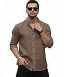 NexaFlair Men&amp;#39;s Solid Linen Cotton Shirt | Casual | Plain | Full Sleeve | Summer-Regular Fit| Men Stylish Shirt | Everyday Formal Wear (in, Alpha, M, Regular, Beige) Amazon Deal