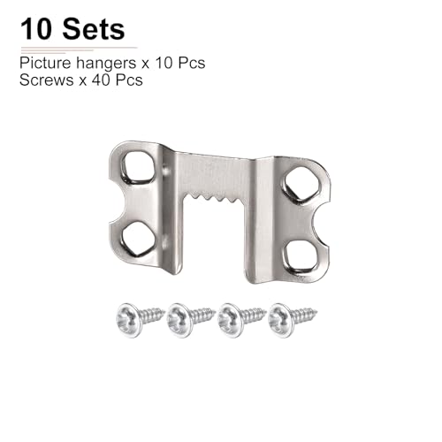 Image of DTGN 36mm Saw Tooth Picture Hangers 4-Hole with Screws - 10 Pcs - Good for Hanging Paintings Picture - Frame Hook Photos