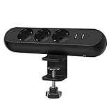 Silber Tischsteckdose: mit 3-fach horizontale steckdosen, 2 USB-Ladeanschlüsse,verbinden 1,8m Kabellänge.Die Gesamtleistung Von 2 USB-Anschlüssen beträgt 2.4A.