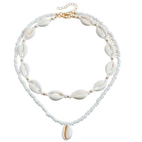 Lysjoy Muschelkette Damen Muschel Halskette Boho Halskette Sommer Kette Damen Boho Schmuck Damens Geschenke für Frauen zu Geburtstagen Feiertagen und Jahrestagen (E)