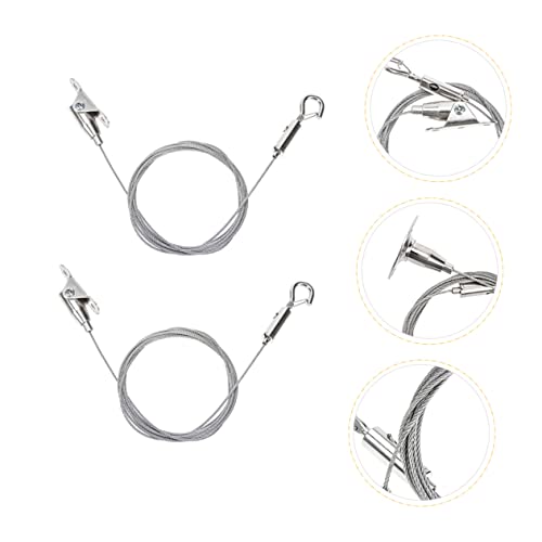 Image of DOITOOL 2Pcs Stainless Steel Wire Rope Hangers with Heavy Duty Hooks for Picture Sign and Chandelier Hanging Adjustable Self-Locking Wire Rope Hanger Kit for Wall Ceiling and Display Boards