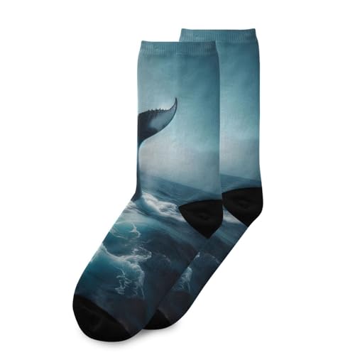 Crew Socks Comfort All-season Socks Rainbow Whale Tail for Man Woman3