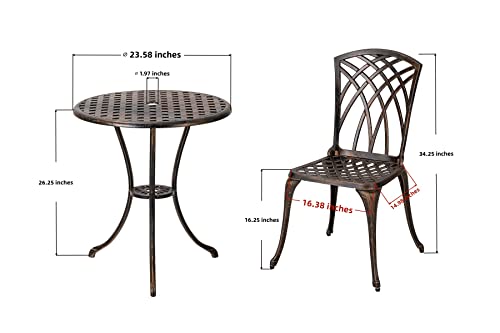 Zotorun ZR300 Bistro Set 3 Piece Cast Aluminum Patio Furniture Sets 2 Chairs And 1 Round Table thumb #4