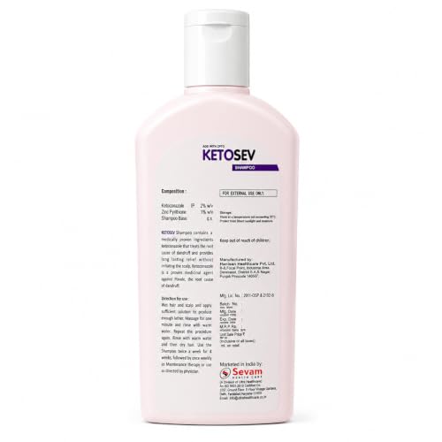Image of Ketosev Ketoconazole & Zinc Pyrithione Shampoo, 100 ml