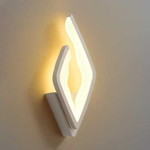 Aplique de pared blanco LED de 12W con luz cálida de 3000K para la mesita de noche de dormitorio