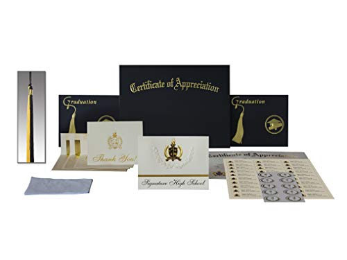 Signature Announcements Cajon High School (San Bernardino, CA) Graduation Announcements, Presidential style, Elite package of 25 with Gold & Black Metallic Foil seal