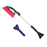 Spazzola da neve per auto estensibile da 83,8 a 116,8 cm 2-1 con raschietto per ghiaccio (C80100), testa scopa da neve per parabrezza auto Pin Lock telescopica con impugnatura morbida in EVA