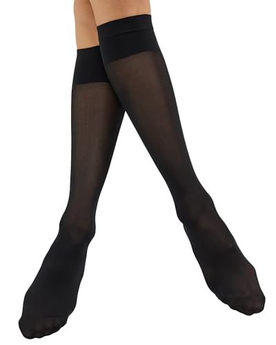 Nur Die Knie Vitastütz 40 DEN mit mittlerer Stützwirkung entlastende semi-transparente Nylon Fein-Kniestrümpfe breiter Komfortbund Damen, schwarz, one size
