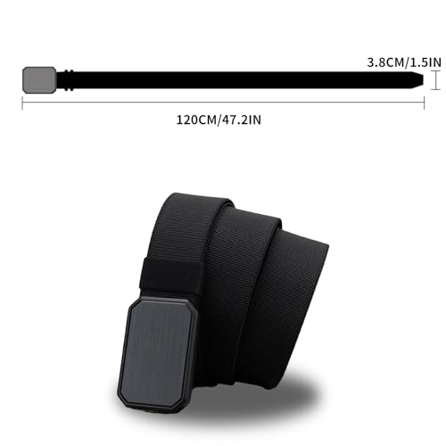 Tactical Belt with Magnetic Buckle, Black Nylon, 47.2 Inch Length, Military Style Belt with Aluminum Alloy Buckle2