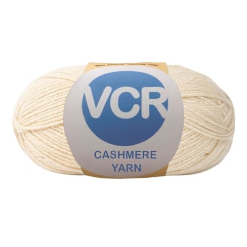 Image of VCR Off White Cashmere Knitting Yarn, 100 Grams Hank, 265 Meters Length, Acrylic 75% and Nylon 25%, Soft Crosia Thread for Crochet and Knitting, Suitable for Sweaters, Pullovers and Jackets