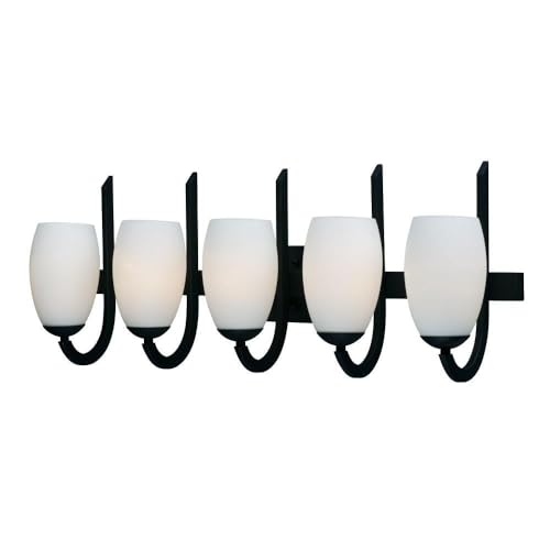 Maxim 21645SWTXB Taylor Satin White Opal Glass Bath Vanity Wall Mount, 5-Light 300 Total Watts, 12