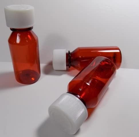 1 oz Graduated Oval Amber Plastic Medicine Bottle With CR Cap Hard Sided Case of 400 Pharmaceutical Grade