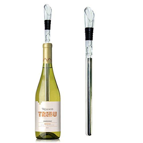 Vertedor de Vino con varilla de enfriamiento 3 en 1. Aireador de vino. Acero inoxidable alimentario.