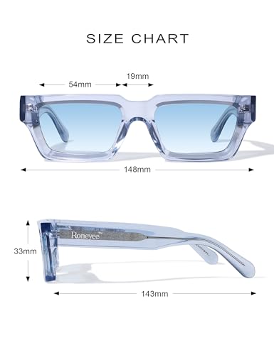 Image of Roneyee Rectangle Sunglasses Men Women Trendy Retro Sunglass UV Protection Fashion Acetate Stylish Square