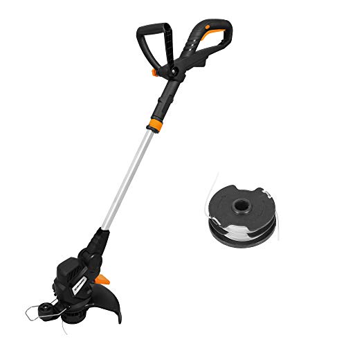 Elektro Rasentrimmer - 500 Watt - 28 cm Schnittkreis - Doppelfadenspule 2x4m Faden 1,6mm- Vollautomatik - Teleskopstiel - Pflanzenschutzbügel