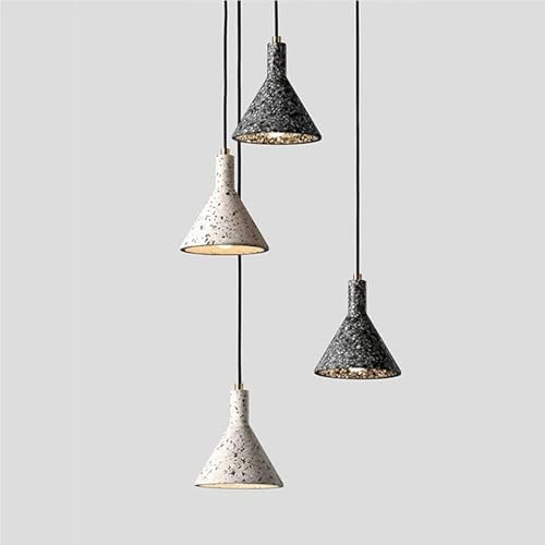 Suspension terrazzo blanc E27 luminaire retro minimaliste ajustable - 8