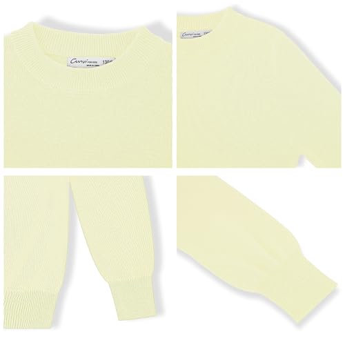 Image of CUNYI Boys Girls Crewneck Sweater Long Sleeve School Uniform Pullover Thermal Wool Solid Knit Top