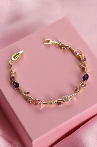 Image of Anti Tarnish 18K Gold Plated Floral Tulip Bracelet for Women & Girls | Elegant Daily Wear Jewelry | | Gift for Her