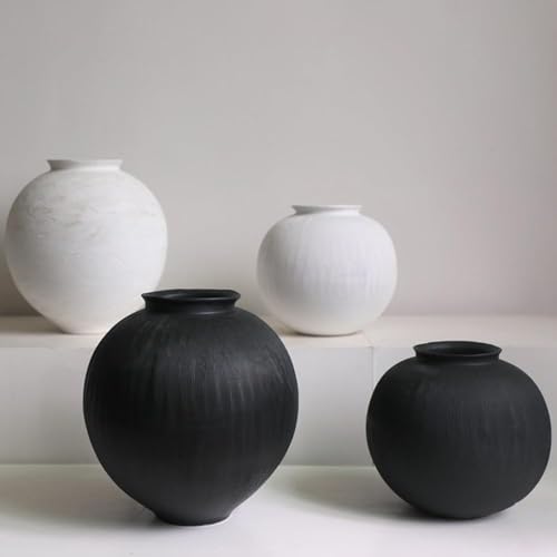 EVREFIN 和風手作りフラワーデコレーション（白、大） - 侘び寂びアート、茶室、花瓶、生花、観葉植物、ゲストハウス (大,黒) [5]