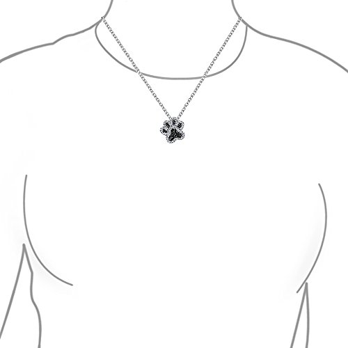 BFF Pet Animal Lover Black CZ Enamel Dog Cat Puppy Paw Print Earrings Necklace Pendent Bracelet For Women Gold Plated .925 Sterling Silver3