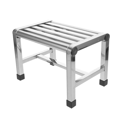 Healvian Waterproof Stainless Steel Shower Bench Stool Thickened Small Non-Slip Bath Stool 28.5x20.1x26cm and Indoor Bathroom Use