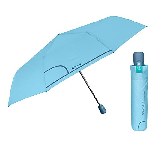 PERLETTI Paraguas Plegable Mujer Apertura Automática - Paraguas Compacto Chica Bolso Portátil Resistente al Viento - Paraguas Colorado Abre y Cierra Pequeño Chicas - Diámetro 98 cm (Azul Tropical)