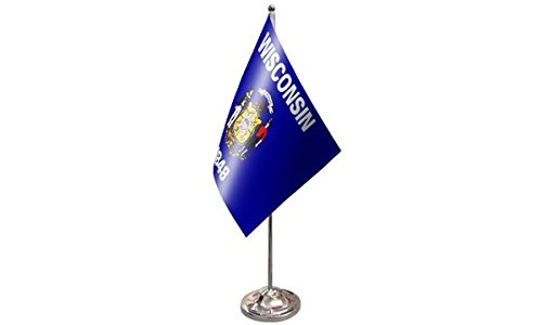 AZ FLAG Wisconsin Prestige Table Flag 6'' x 9'', US state of Wisconsin Office Decoration 100% Satin 22 x 15 cm - Image 2