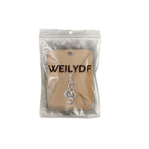 Music Note Pendant Necklace 925 Sterling Silver Cubic Zirconia Jewelry for Women Girl Box Chain 18"4