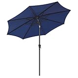 SONGMICS Patio Umbrella, 9 ft Outdoor Table Umbrella, Deck Umbrella, with 8 Ribs, UPF 50+, 30° Dual-Tilt System, Base Not Included, for Patio, Garden, Pool, Navy Blue UGPU09BU