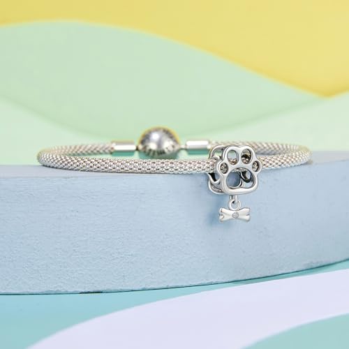 Abalorio de huella de perro en plata de ley 925 compatible con pulseras Pandora para mujer 4